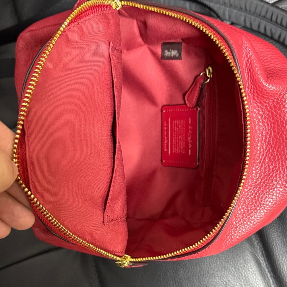 Coach Red Leather Backpack with Black Straps - Picture 13 of 13
